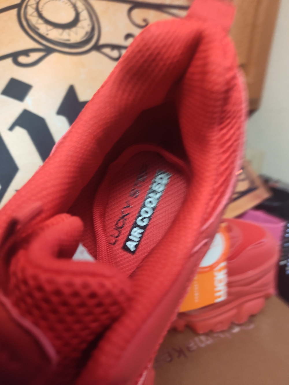 Red Platform Glitter Women's Sneakers - Picture 7 of 8
